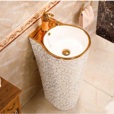 China Easy Clean Luxury Sanitary Ware Design Pedestal Sink Ceramic Wash Basin for sale