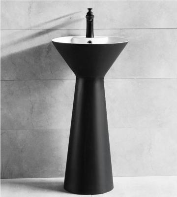 China Easy Clean Wash Basin Unique Design Free Standing Pedestal Sink For Hotel for sale