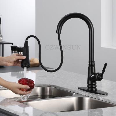 China Pull Out Black Brass Mixers Taps Sink Spray Kitchen Faucets Kitchen Faucet for sale