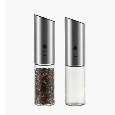 China High Quality Viable Stainless Steel USB Rechargeable Gravity Spice Automatic Electric Salt and Pepper Grinder for sale