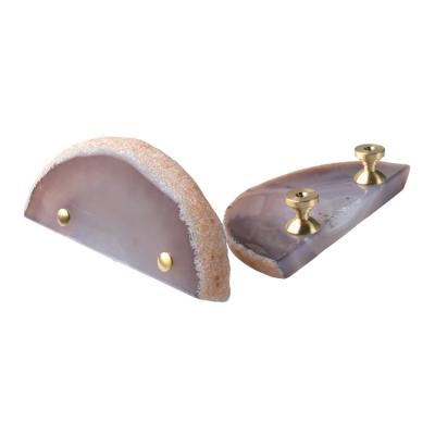 China Gemstone Door Handles Long Funiture Handle Contemporary Luxury Fancy Slice Agate Solid Brass Gold Cabinet Knobs Cabinet Knobs for sale