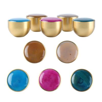 China Contemporary Colorful Round Brass Cabinet Handles Furniture Drawer Pulls Cabinet Knob Copper Handle Cupboard Door Richards Ceramic Knob for sale