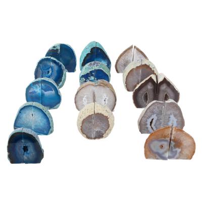 China Eco-Friendly Organic Agate Storage Hotel Decorative Book Desk Organizer Finishes for Shelves Crystal Quartz Bookends Dyed Teal Resistant for sale