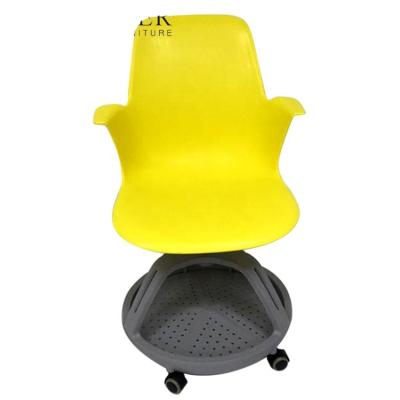 China Modern School Classroom Chair Students Furniture PP Plastic Adjust Training Wheels Meeting Conference Chairs With Notepad for sale