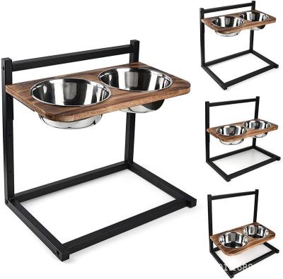 China High Sustainable Adjustable Raised Double Dog Bowl Stainless Steel Non-Slip Dog Bowl With Stand for sale