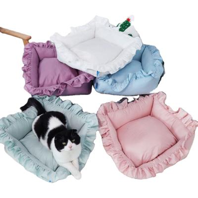 China Viable Square Indestructible Indestructible Super Soft Inflatable Dog Bed Round Pet Bed Round Lace Cat Kennel for sale