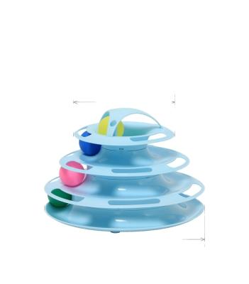 China Wholesale Viable Cats Pet Toys Cat Turntable 4 Layer Disc Ball Tower Tracks Plastic Interactive Ball Cat Tower Toys for sale