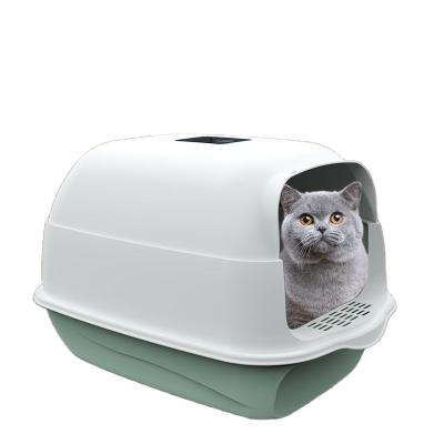 China Cat Clean Up Products Plastic Large Space Cat Toilet Box Cat Litter Box Viable Sandbox for sale