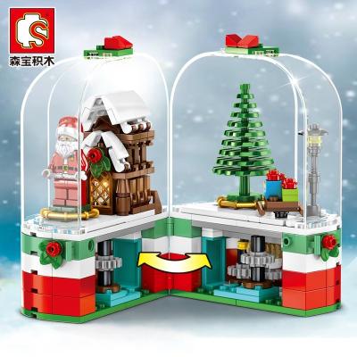 China DIY TOY Christmas tree with lights rotating building block puzzle regalos Para navidad gift toy for sale