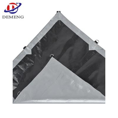 China Water Resistant 260g Virgin PE Material Black Silver New Plandeka Tarpaulin For Poland for sale