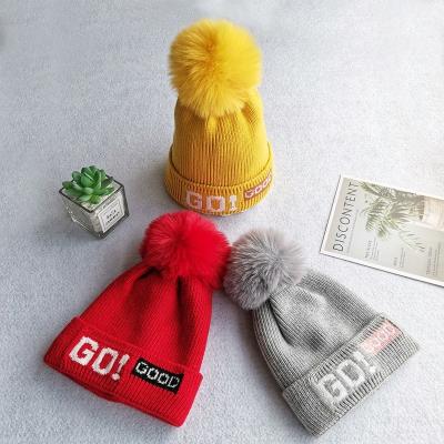 China Fashion Design Baby Toddler Casual Winter Knitted Jacquard Custom Logo Pom Pom Children Beanie Hats Wholesale Hats for sale