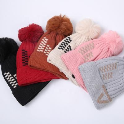 China COMMON Knitting Crochet Pom Pom Beanies Toddler Kids Winter Hats Custom Cheap Thermal Hats From China Manufacturer for sale