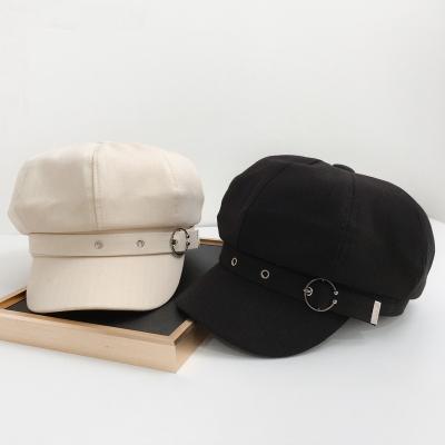 China Hot Selling New Fashion Painter Artist Hat British Style Octagonal Hat Women Versatile Fashion Buckle Beret Hat Retro Cap for sale