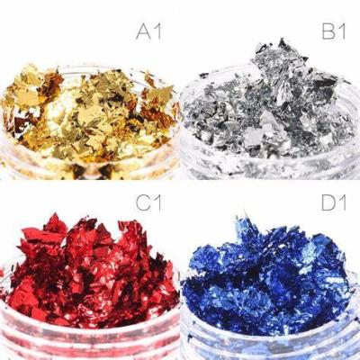 China Easy Apply Mixed Pot Art Flake Nail Foil Flakes Multicolor Gold Color Glitter Foil Foil for sale