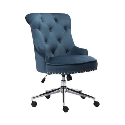 China Factory Sale Adjustable Swivel (Height) Home Office Chair Modern Vintage Accent Chair Blue Velvet Task Chair for sale