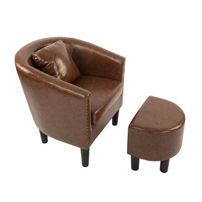 China Other Sofa Furniture Brown Pu Leather Luxury Single Sofa For Living Room Sofas Set With Ottoman for sale