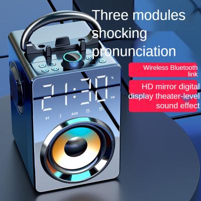 China Portable Square Dance Portable Blue Outdoor Remote Control Audio Voice Mirror Speaker Tooth Player Radio Alarm Clock for sale