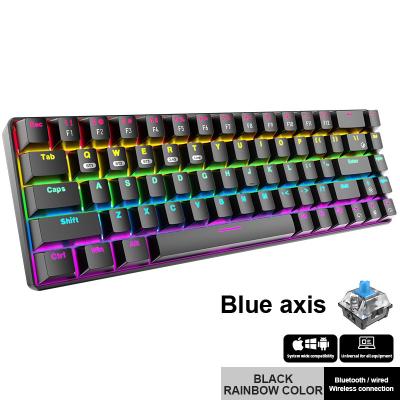 China Wireless BT5.0 2.4G Wireless Wired 3 Modes 68keys Mechanical Gaming Keyboard for sale