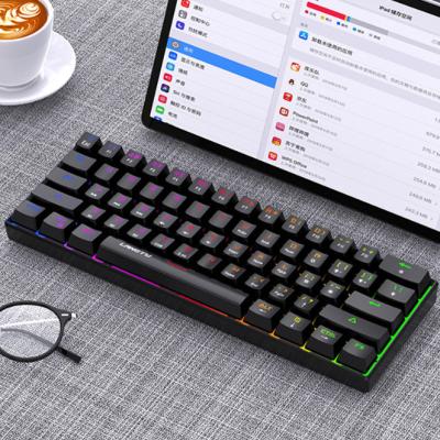 China G1000 Right Handed Wires Mixed Color 61 Key Mechanical Keyboard RGB Lighting Three-mode 61 Mechanical Small Keyboard for sale