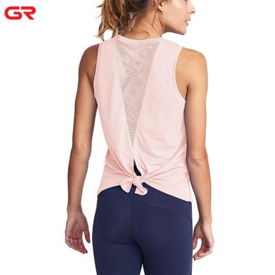 China Private Label Anti-pilling Link Running Top Mesh Tank Top Women Custom Made Back Gym Fitness for sale