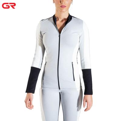 China New Design Anti-Shrink Color Contrast Zipper Pocket Slim Fit Sports Jacket For Women for sale