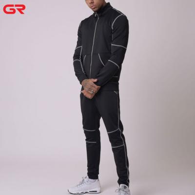 China Wholesale Antibacterial Exposed Stitches Fitness Zipper Hoodie Jogger Suit Men Tracksuit for sale