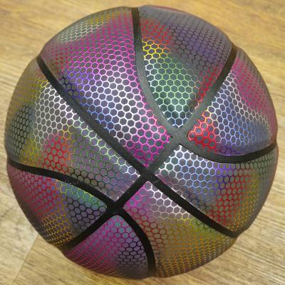 China Reflected By Light / Glow In The Dark Cheap Holographic Reflect Basketball Kids Basketball for sale