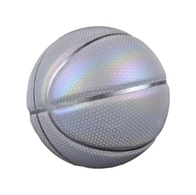 China Reflected by Light/Glow in the Dark Original Factory Wholesale in China PU Leather Holographic Glowing Reflective Basketball for sale