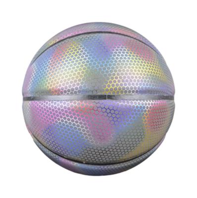 China Reflected By Light / Glow In Dark Fine Qualit In Dark Basketballs Light Up Camera Instant Glow Holographic Glowing Reflected Basketball for sale