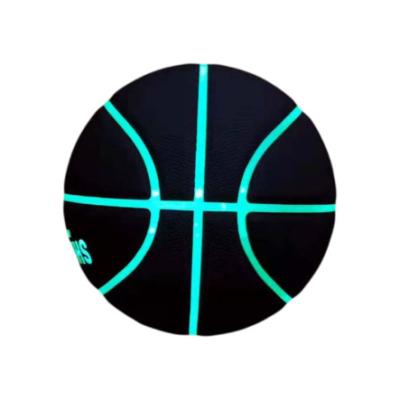 China Hot selling good quality soft hand feeling glow in the dark logo basketball moisture absorption basketballwith the glow in the dark lines for sale