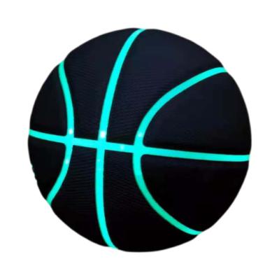 China Custom Logo And Lines Soft Hand Feeling Logo Glow Children Shaping Basketball Moisture Absorption Basketball for sale