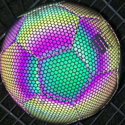 China Light Reflected / Glow In The Dark Holographic Reflective Football Reflecting Soccer Ball for sale