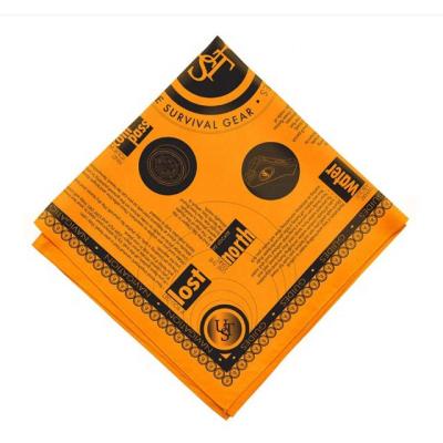 China Survival Customize Design 100% Cotton Survival Bandanas For Outdoor Backpacking, Camping, Hiking, Emergency S04-SB1008 for sale