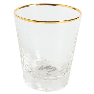 China Good Quality Minimalist Custom Gold Rim Frozen Drink Machine Transparent Personalized Glass Mug for sale