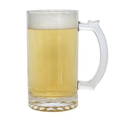 China Food Grade 15oz Classic Beer Glass Straight Sided Mug With Handle And Logo Beer Tumbler Customized for sale