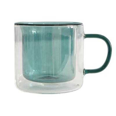 China Modern Color Double-Layer Juice Mug Glass Insulated Creative Office With Water Milk Tea Cup for sale