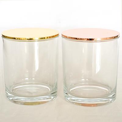 China Home maker transparent empty candle decoration glass jar with metal lid volume for sale