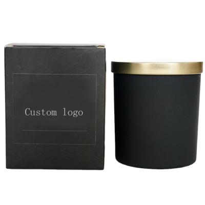 China Wholesale 9oz Home Matte Black Candle Decoration Glass Jars with Lid and Gift Box for sale