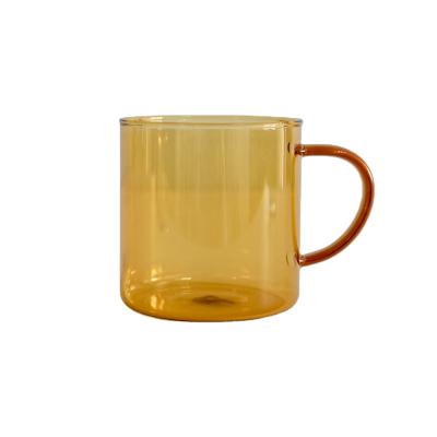 China Nordic Coior Home Sustainable High Standard Appearance Glass Double Insulated Ins Wind Water Mug With Handle Mug for sale