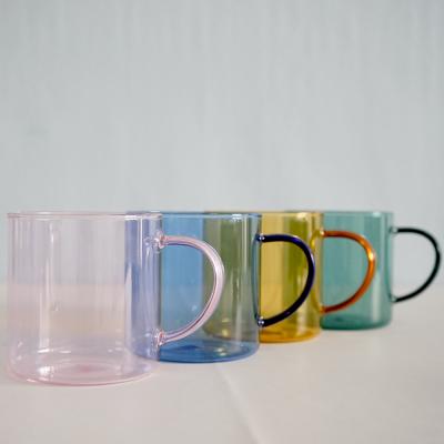 China Wholesale Viable 10oz Colored Borosilicate Glass Coffee Mug Tumbler Glass Mug for sale