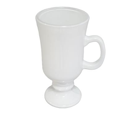 China 8oz 240ml White Coffee Viable Shiny Latte Glass Cups Dessert Glass For Bulk Ice Cream for sale