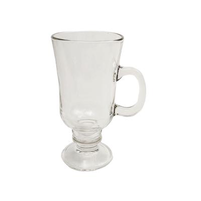 China 8oz 240ml Irish Latte Coffee Mugs Irish Latte Coffee Drinkware Style Clear Transparent Elegant Stemmed Glass Mugs With Handle for sale