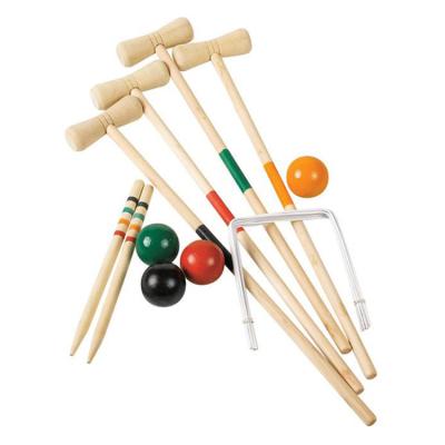 China Game Playing Deluxe Four Player Croquet Set With Wooden Mallets Colored Balls Carrying Bag Classic Outdoor Yard Game Wooden Golf Croquet Set for sale