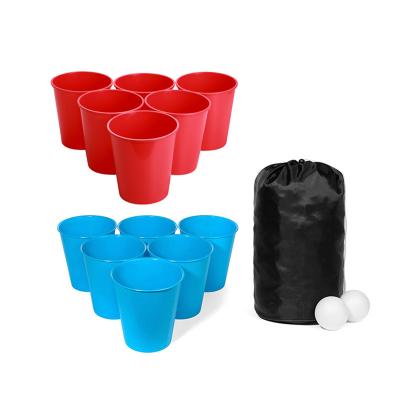 China Kids Fun Toys Outdoor Beach Bucket Beer Pong Game Include 12 Buckets 2Balls Giant Pong Game Set for sale