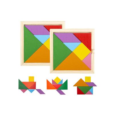 China Chridren Toys Colorful Wooden Tangram Puzzles DIY Education Toy for Kids for sale