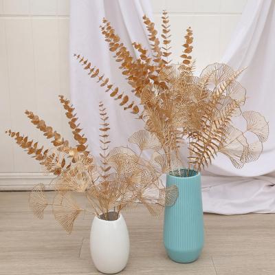 China YOPIN 074 Christmas leaf gold flower leaf decor Christmas decorations gold artificial flowers Christmas gold flowers for sale