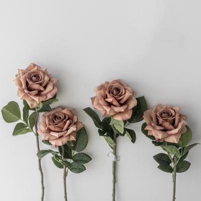 China Wedding / Home Decoration YOPIN-118 Wholesale Touch Artificial Single Silk Roses Real Wedding Faux Flowers for sale