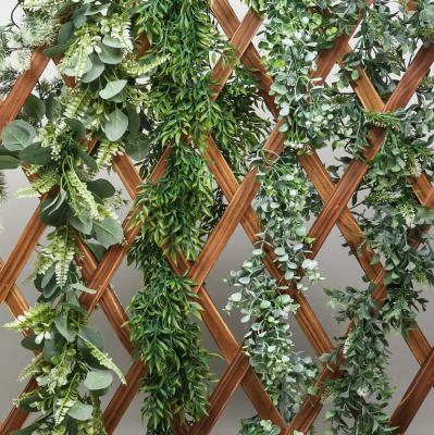 China Artificial Garland Wall Plants Green Leaf Eucalyptus Vines Artificial Flower Plant Garland Leaf Vines YOPIN 050 for sale