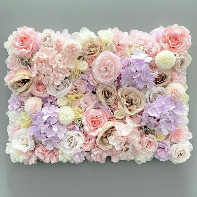 China Wedding Party Decoration YOPIN-106 Wholesale 40cm*60cm Artificial Silk Flower Wall Rose And Hydrangea Wedding Backdrop for sale