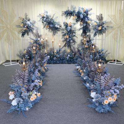 China Flower Ball Wedding Centerpieces YOPIN 023 Artificial Flowers Wedding Decoration Table Centerpiece Stand Bule Flower Ball for sale